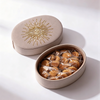 Oval Shaped Sun Beads Embroidered Cookie Boxes