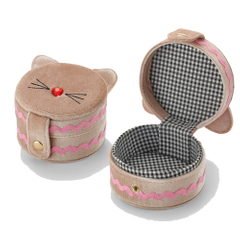 Blush Velour Jewellery Box Cat Ears Packaging Box Fabric Embroidered Women's Watch Bracelet Display Box Snap Button Opening