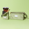 Sage Green Velvet Standing Makeup Brush Case Custom Own Logo Brand Cosmetic Wash Storage Bag Travel Drawstring Makeup Box Pouch