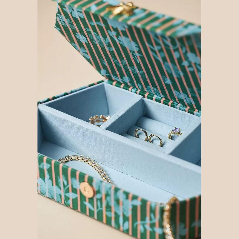 Customizable Watch And Bracelet Box Floral Fabric Design Ring Box Storage Little Bee Logo Paper Magnetic Necklace Box Packaging