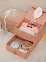 Custom Velvet Suede Baby Gift Box Drawer Coin Bag Trunk Boxes for Gifting Baby Shower Child Jewelry Full Moon Keepsake Box