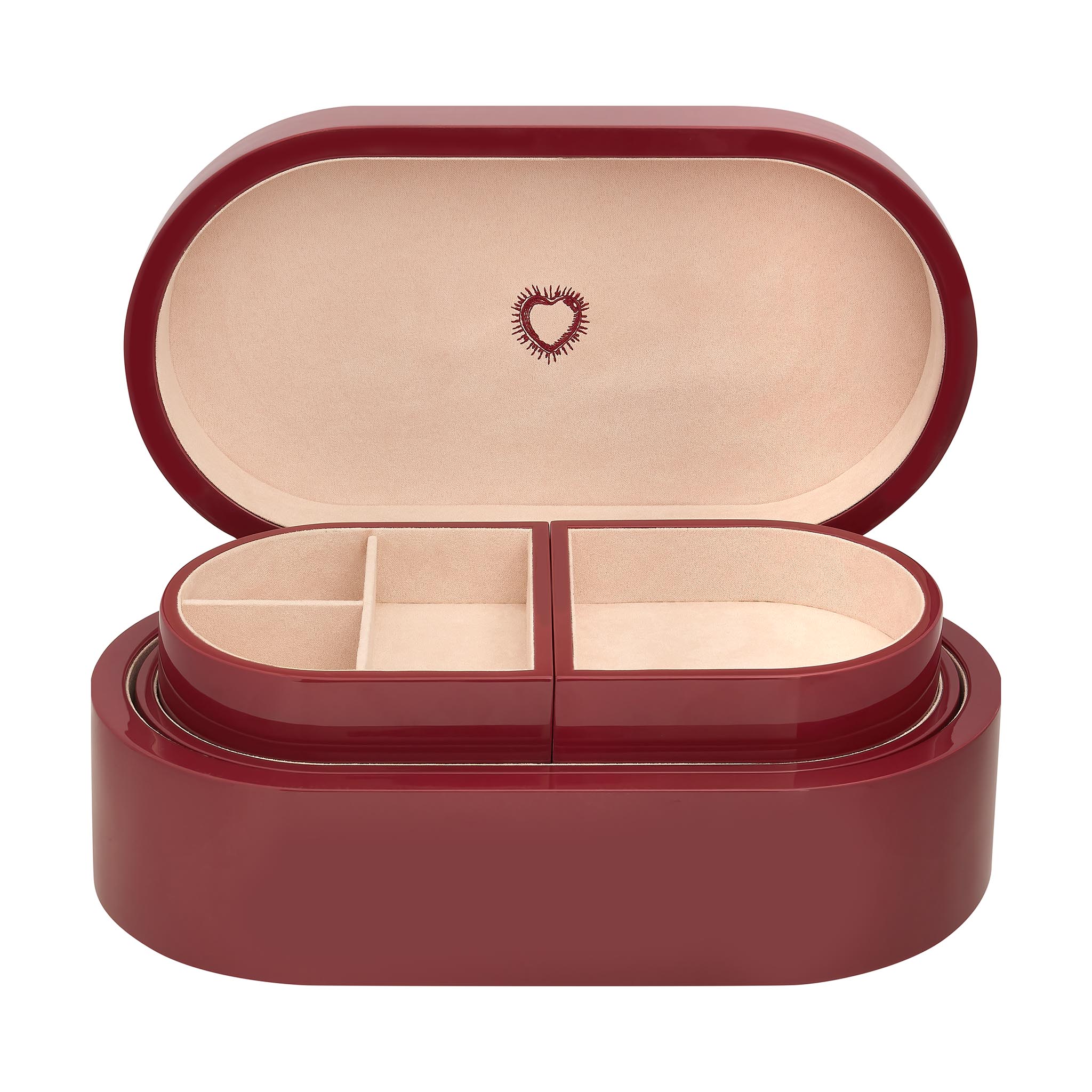 oval red Wooden jewelry boxes