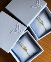 Hand Embroidery Baby Christening Keepsake Box Earring Bracelet Display Organizer Box Velvet Fabric Necklace Jewelry Packaging