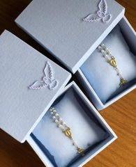 Hand Embroidery Baby Christening Keepsake Box Earring Bracelet Display Organizer Box Velvet Fabric Necklace Jewelry Packaging