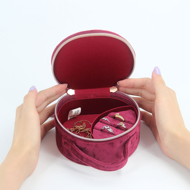 New Arrival Jewelry Organizer Case Storage Zipper Closure Velvet Ring Earring Necklace Pendant Jewelry Packaging Box