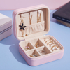 Custom Pu Leather Travel Ring Earrings Necklace Zipper Small Jewelry Storage Boxes Travel Jewelry Packaging Box Organizer