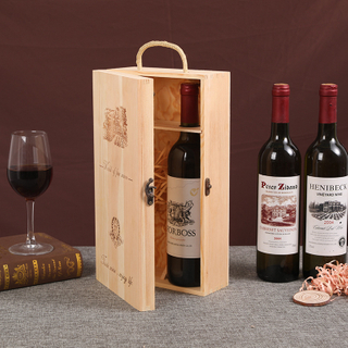 Luxury Custom Logo Wood Wine Bottle Packaging Box Wooden Wine Gift Storage Box with Handle And Foam Insert