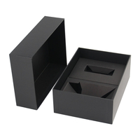 Custom Simple Black Paper Cardboard Candle And Hand Cream Jar Christmas Gift Set Packaging Box with Cardboard Insert