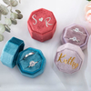 Elegant Design Octagon Engagement Wedding Double Velvet Ring Jewelry Packaging Box With Foam Insert Wholesale