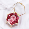 Creative INS Style Transparent Glass Hexagon Wedding Exchange Ceremony Eternal Flower Ring Display Box