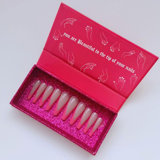 Luxury Long Press on Nail Packaging Box Pattern Nails Package Empty Tape Boxes Press on Nails Box Package