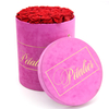 Custom Wholesale Round Cylinder Flower Packaging Box Round Velvet Flower Arrangement Boxes for Roses with Logo Customized