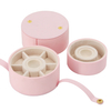 Custom Round Pu Leather Double Layer Rotating Ring Earring Necklace Jewelry Packaging Box Rotating Gift Storage Box for Women