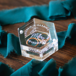 Custom Acrylic Ring Box Clear Hexagon Engraved Wedding Ring Bearer Box Jewelry Earring Necklace Box Engagement Ring Gift
