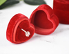 High End Logo Color Printing Vintage Heart Shape Suede Ring Jewelry Gift Box Packing Velvet Ring Earings Necklace Display Box