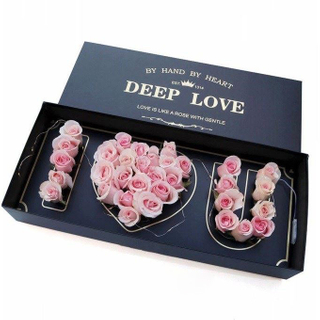 Custom Rectangular Paper Valentine's Day Floral Packaging Box Black Love Rose Flower Bouquet Gift Box
