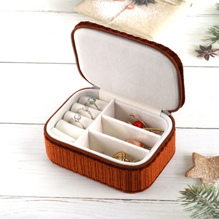 Small Necklace Ring Jewelry Storage Organizer Mini Jewelry Case Velvet Double Layer Travel Jewelry Organizer Box for Women Gift