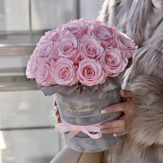 Custom Paper Round Flower Box Packaging with Ribbon for Mushroom Rose Flower Bouquet Decorative Display Box Valentine's Day Gift