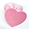 Wholesale Heart Shape Velvet Wedding Flower Gift Box Suede Ribbon Bouquet Flower Packaging Boxes for Valentine's Day