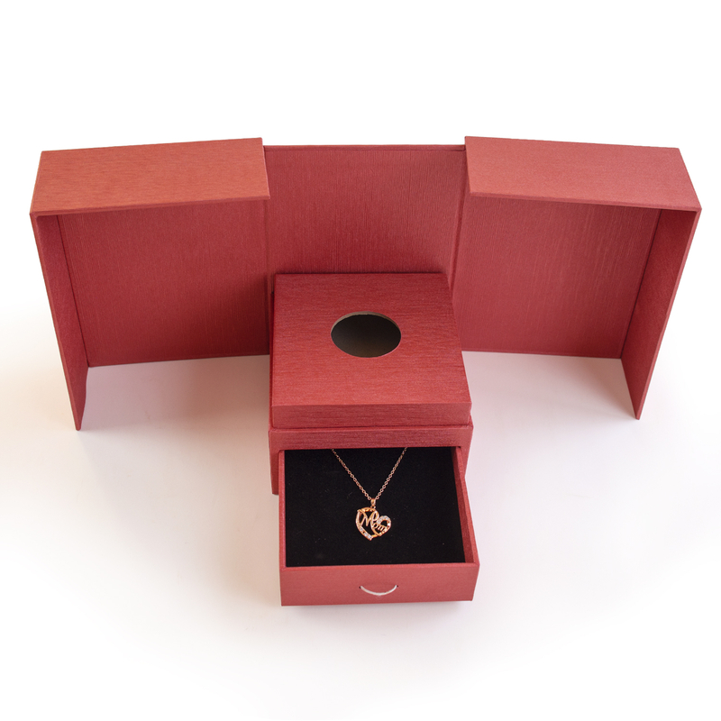 New Arrival Paper Double Open Door Magic Packaging Flower Necklace Gift Jewelry Paper Box Gift Rose Flower Packaging Box Luxury