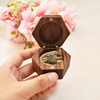 Custom Logo Hexagon Walnut Solid Wood Wedding Proposal Diamond Ring Box Wedding Ceremony Single Ring Box