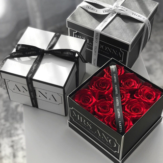 Custom Logo Square Flower Packaging Box With Ribbon I Love You Mom Preserved Roses Flower Gift Box