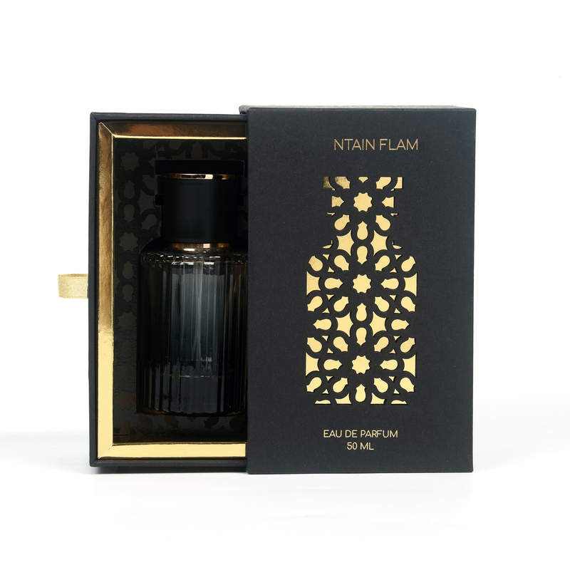 High Quality Printing Black Kraft Paper Perfume Cosmetic Box Custom Design Paper Empty Drawer Style Perfume Bottle Packaging Box