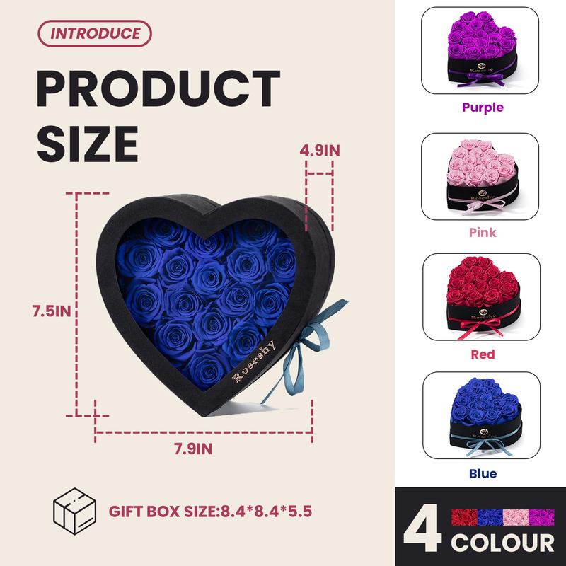 New Product Ideas Eternal Rose Preserved Forever Flowers Heart Shape Box for Mothers Day Valentines Day Novelty Gifts