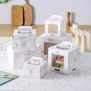 White Kraft Paper Color Bakery Cookie Cake Pies Boxes with Windows Package Decorative Box for Food Gifts Packaging Box