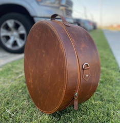 Vintage Cowgirl Hat Box Custom Large Round Zipper Hat Boxes with Logo Packaging Travel Case Leather Hat Storage Box with Handles