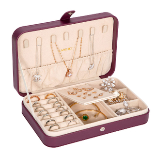 Luxury PU Leather Jewelry Box Simple Portable Large Capacity Necklace Ring Earrings Bracelet Jewelry Storage Travel Case