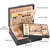New Design Double Layer Earrings Rings Necklace Jewelry Storage Case PU Leather Jewelry Organizer Holder Box For Women Girls