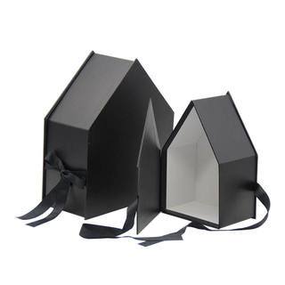 Custom China Wholesale House Shaped Paper Cardboard Christmas Toy Candy Chocolate Gift Storage Packaging Box with Ribbon
