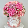 Custom Birthdays Flower Packaging Boxes Round Flower Gift Paper Box With Handle