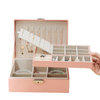 Custom Two Layers Ring Earring Necklace Gift Box Small Travel Jewelry Case Storage Box PU Jewelry Organizer With Lock