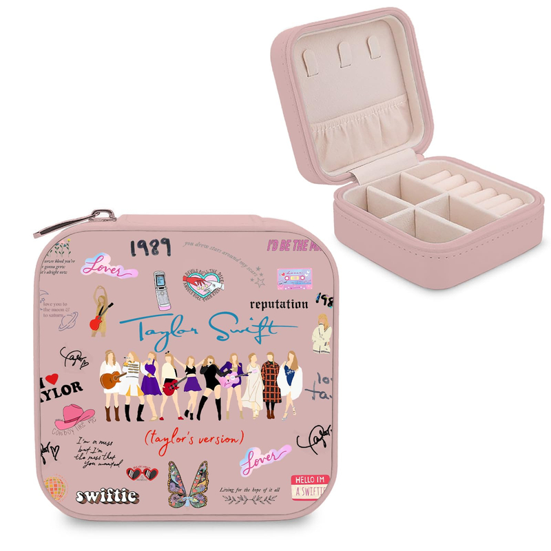 Small Cartoon Printing Travel Jewelry Organizer Display Box for Girls Women Gift Rings Earrings Necklaces Storage