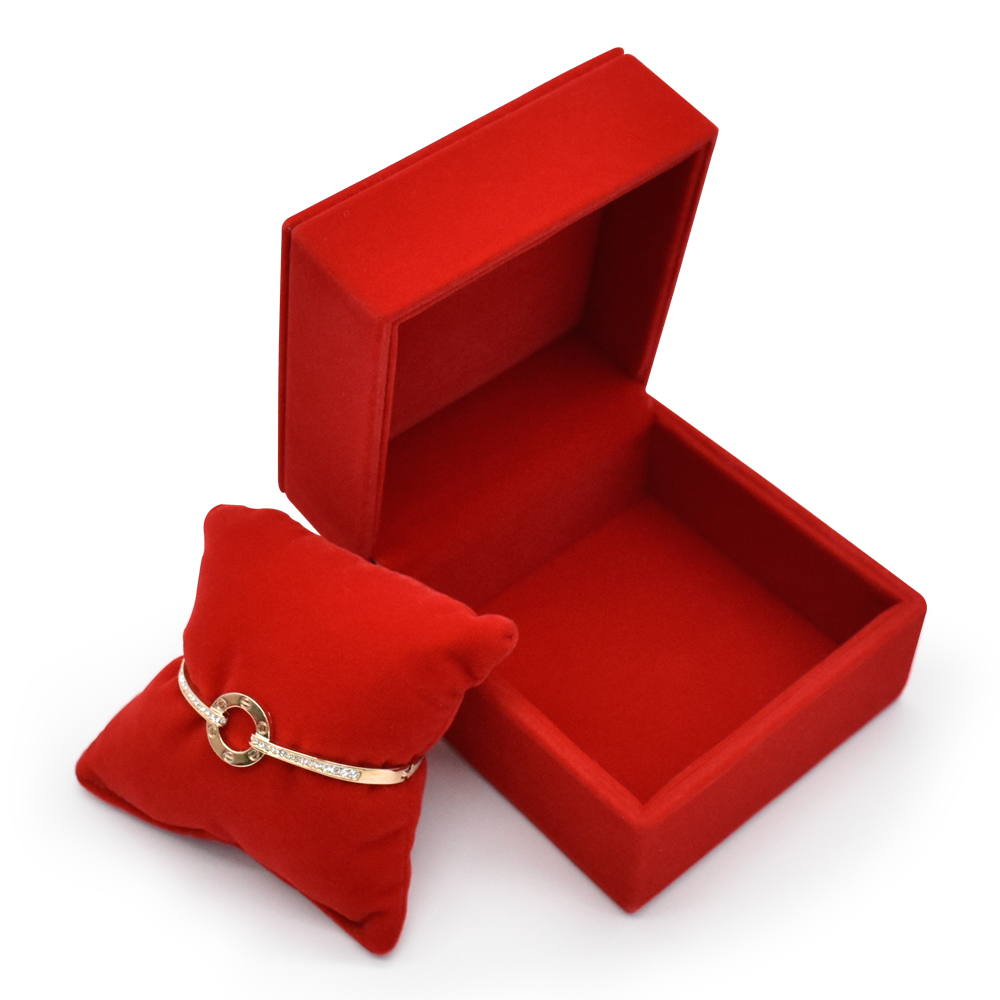 Velvet Bracelet Box Customized Size Small Hinge Bracelet Gift Box with Pillow 