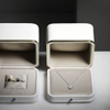 White PU Leather Jewelry Box with Bag for Necklace Gold Embossed Logo Pendant Ring Earring Storage Luxury Gift Box