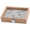 Exquisite Practical Wood Ring Display Tray Organizer ShowCase Jewelry Earrings Holder Storage Box Transparent Window