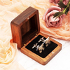 Custom Logo Square Wood Ring Packaging Case Luxury Walnut Wooden Mini Wedding Ring Jewelry Display Storage Box