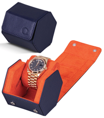 Leather Men's Travel Watch Organizer Case Custom Single Luxury Hexagon Watch Roll Watch Box