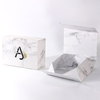 Wholesale Luxury Custom Logo Rigid Cardboard Magnetic Paper Marble Texture Folding Boxes With Ribbon Closure For Bags