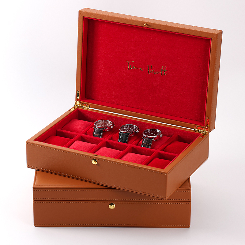 Luxury 10 Slots Leather Watch Display Case Organizer Watch Holder Watch Band Strap Display Storage Box