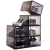 Transparent Acrylic Magnetic Drop Side Open Door Shoe Storage Container Box Foldable Sneaker Organizer Case for Shoe