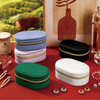 Women PU Leather Small Travel Jewelry Box Oval Shape Simple Storage Case For Rings Earrings Necklace Gift
