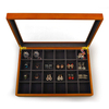 Vintage Solid Wood Jewelry Box Microfiber Lining Earrings Necklace Storage Jewelry Drawer Organizer Tray with Glass Top Lid