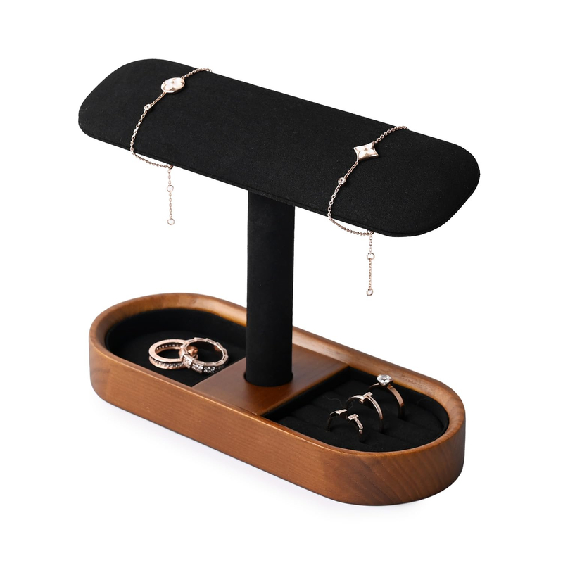 Luxury Wooden Watch Holder Bracelet Display Stand Microfiber Watch Display Stand Jewelry Organizer Box