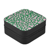 Custom Logo Square Pink Green Leopard Print Jewellery Packaging Organizer Zipper Case Mirror Velvet Jewelry Box