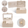 Ever Bright New 2-Layer Pu Leather Travel Jewelry Box Velvet Large Capacity Double Lock Jewelry Storage Box With Mirror/Handle