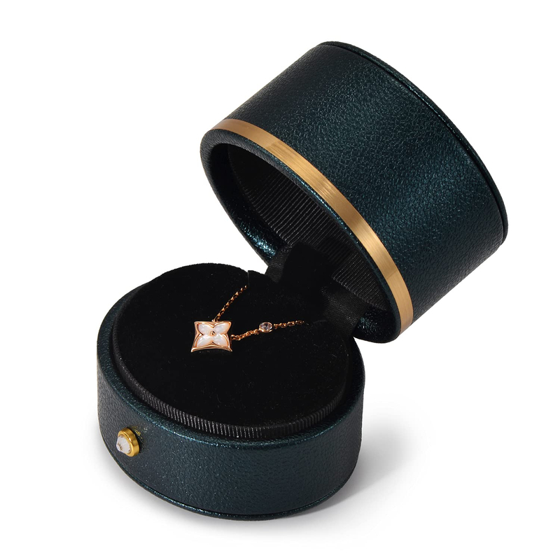 Creative Oval Luxury Ring Ear Stud Necklace Universal Jewelry Storage Box PU Leather White Proposal Diamond Ring Gift Box